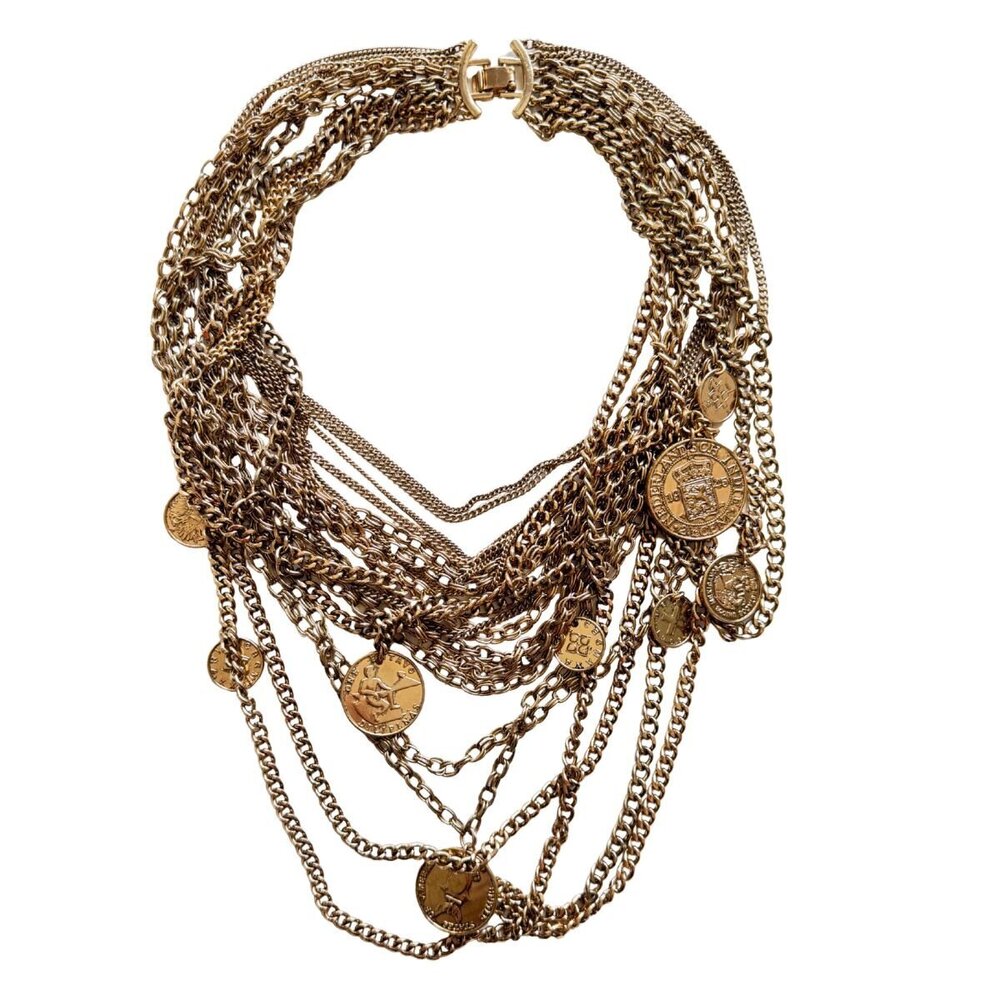 BCBGMAXAZRIA - Layered Coin Charm Statement Necklace